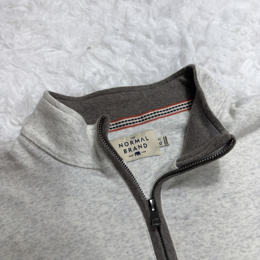 The Normal Brand 1/4 Zip Pullover Sweater Mens XLT Tall‎ Light Gray Golf Comfy